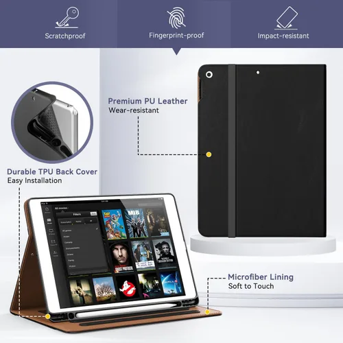 Miniatura 6 de OKP Funda para iPad de 9ª generación 2021/8ª generación 2020/7ª generación 2019 de 10.2 pulgadas, funda con visión multiángulo, cuero PU con soporte