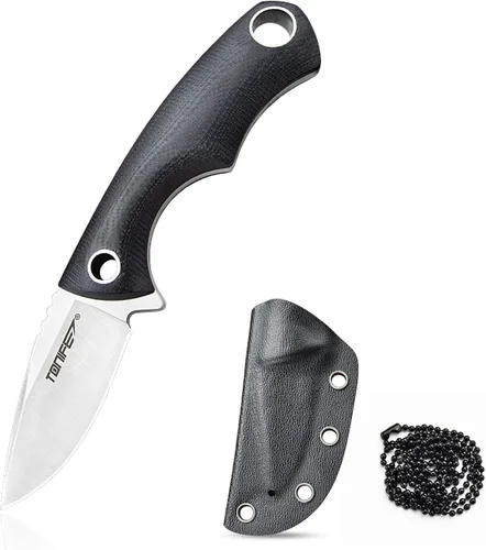 TONIFE Cuchillo para el cuello, mini cuchillo de hoja fija de supervivencia al aire libre, EDC de alta dureza, hoja afilada de 1.7 pulgadas, cuello
