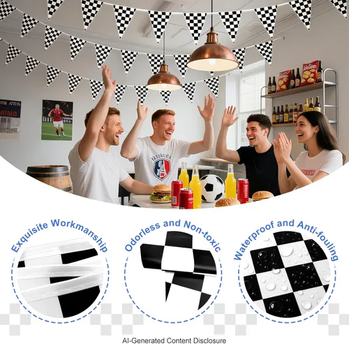 Miniatura 3 de Piokio - Bandera de doble cara de plástico con bandera a cuadros, decoraciones de cumpleaños de carreras, para suministros de fiesta de autos Nascar