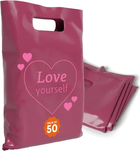 Miniatura 34 de Bolsas de plástico con asas – Bolsas de mercancía de 12 x 15 pulgadas para pequeñas empresas – Bolsas troqueladas para compras minoristas y Negro