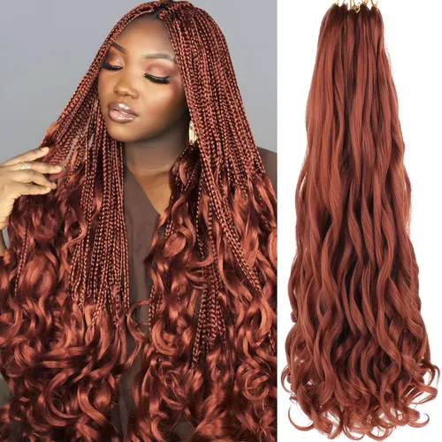 Miniatura 31 de COOKOO 9 paquetes de cabello rizado francés trenzado de 18 pulgadas, suave y flexible, cabello trenzado de alta calidad, rizos franceses, extensión