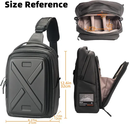 Miniatura 4 de Besnfoto Funda rígida para cámara, bolsa cruzada para cámara, pequeña bolsa impermeable para fotografías sin espejo y cámaras réflex digitales Negro