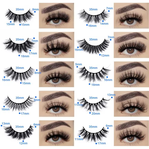 Miniatura 3 de FARRED - Pestañas postizas esponjosas, dramáticas, a granel, mix de 10 estilos, paquete de 50 pares, en cajas individuales, 10-18mm de volumen