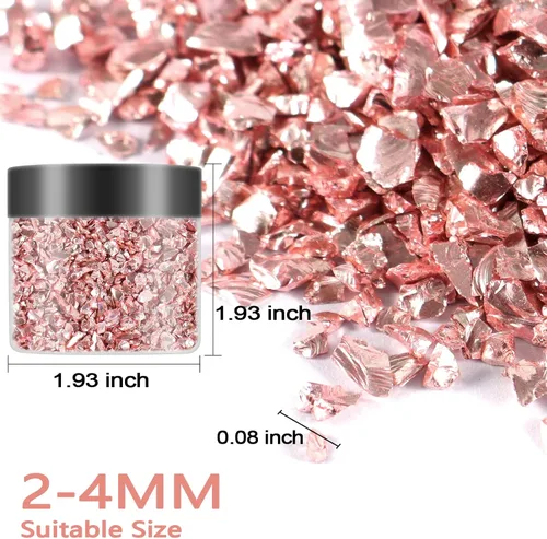 Miniatura 2 de Renfio - Fragmentos de vidrio triturado roto brillantes, tritura 2-4mm, virutas irregulares pequeñas y gruesas, 3.5 Oz (100g), purpurina de alto