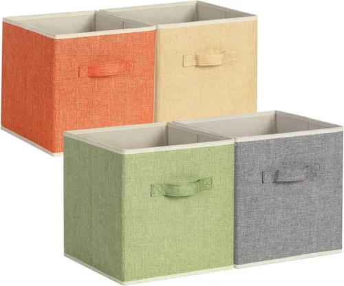 Miniatura 7 de Organizador de Cubos de Almacenamiento Contenedor 10.5" x 10.5" x 11" Cajas Grandes Canasta de Tela con Asas para Organizar Estantes Armario Ropa