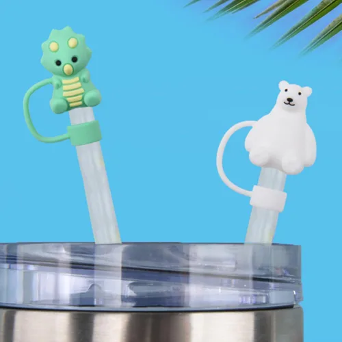 Miniatura 5 de Paquete de vasos compatibles con vaso Stanley de 30 y 40 onzas, funda de popote de zoológico de 0.394 in, protectores de silicona suave para popotes