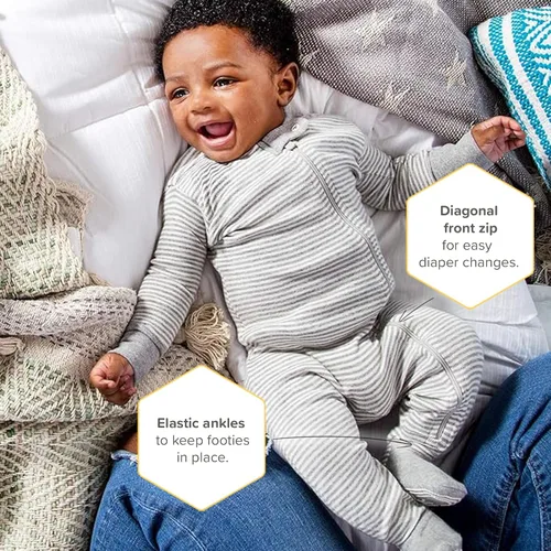 Miniatura 3 de Burt's Bees - Pijama para bebé y niños, cremallera frontal antideslizante, algodón orgánico