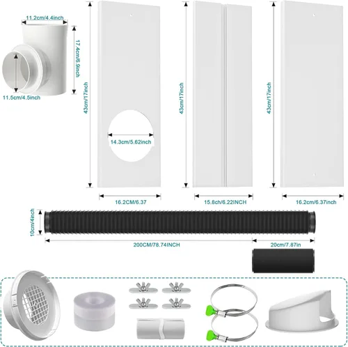 Miniatura 2 de Kit de ventana de ventilación para secadora, kit de ventilación de ventana ajustable y conector de codo de 90° para manguera de escape de secadora