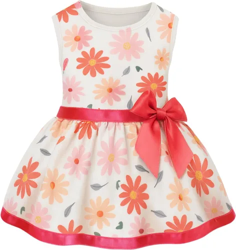 Miniatura 18 de Laifug Vestido de perro con estampado de cachorro, vestido de princesa para perro, ropa de fiesta linda (rosa, M)