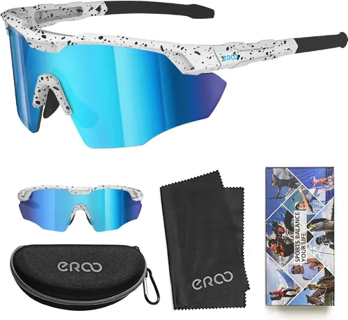Miniatura 4 de Gafas de sol deportivas XL para hombres, béisbol, correr, ciclismo, voleibol, MTB, regalos de recreación al aire libre. S596 Blanco / Punto / Azul