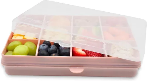 Miniatura 14 de melii Snackle Box Contenedor de aperitivos de 12 compartimentos con separadores extraíbles, almacenamiento de alimentos sin BPA para viajes