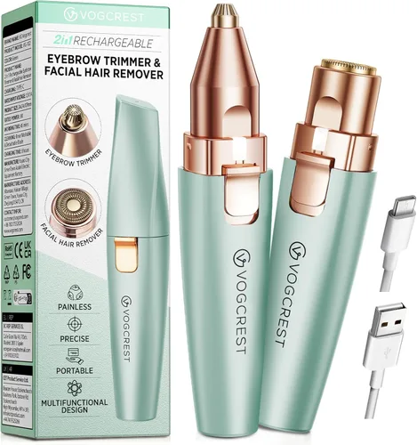 Miniatura 11 de Removedor recargable de cejas y vello facial para mujeres, maquinilla de afeitar 2 en 1 con luz LED integrada para depilación sin dolor Blanco