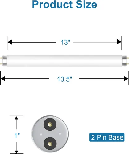 Miniatura 2 de Dichroma Paquete de 2 bombillas de repuesto para exterminador de insectos de 10 W para 20 W, tubo de luz BL T8 F10W compatible con Aspectek, Liba