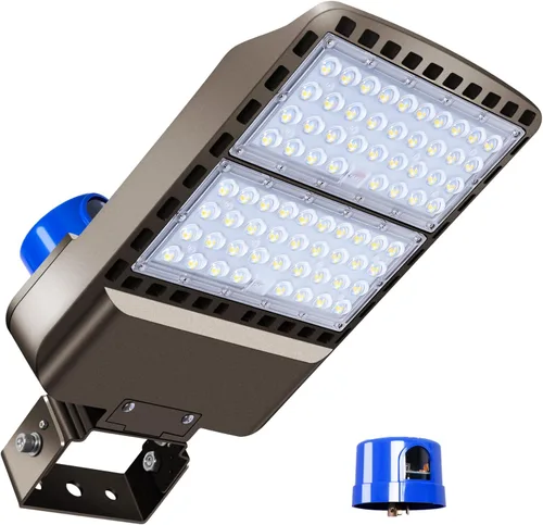 Luz LED para Estacionamiento de 200W 28000LM Brillante del Anochecer al Amanecer Reflectores Exteriores con Soporte de Yugo de Pared Trunnion 5500K