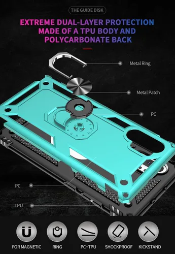 Miniatura 7 de Androgate Funda para Samsung Galaxy Note 10 Plus con protectores de pantalla HD, soporte de anillo de metal de grado militar, a prueba de caídas, a