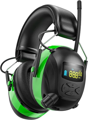 Miniatura 8 de Auriculares de protección auditiva con radio Bluetooth 5.4 AM/FM 2025 con pantalla digital retroiluminada/micrófono, tiempo de trabajo de 120 horas