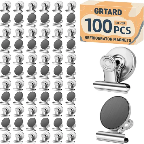 Miniatura 19 de Grtard Paquete de 12 clips magnéticos, imanes de nevera, clips magnéticos fuertes resistentes, clip magnético para pizarra blanca para oficina, Negro