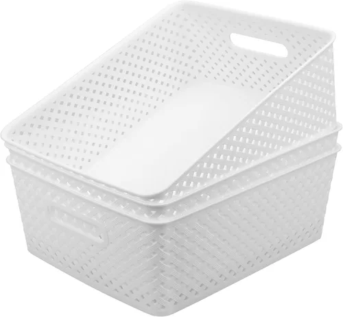 Miniatura 11 de MaxGear Organización y Almacenamiento 3 Paquetes, Contenedores Organizadores de Plástico, Cestas Tejidas para Almacenamiento, Cestas de Plástico
