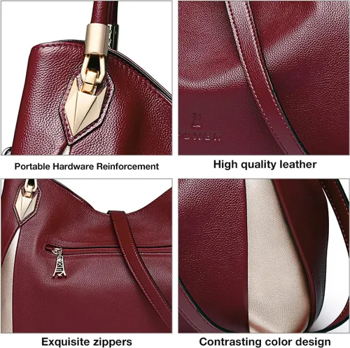 Miniatura 4 de Bolso de mano de cuero genuino para mujer, bolso de hombro con asa superior