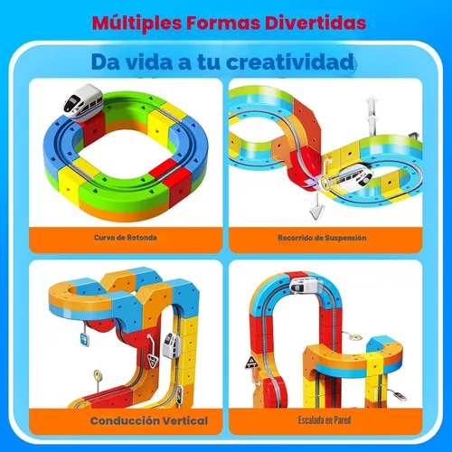 Miniatura 3 de Juego de tren eléctrico para niños, 110 piezas de pista de carreras 3D con tren eléctrico, señales de tráfico, juguetes de tren STEM, regalos