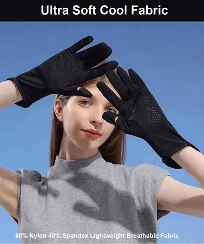 Miniatura 3 de SUJAYU Guantes de protección UV, guantes de conducción para mujer, guantes UV de dedo completo, guantes de protección solar, guantes finos con luz