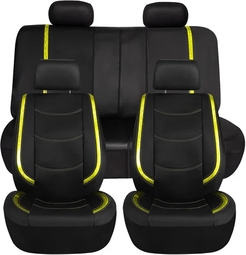 Miniatura 9 de FH Group - Juego completo de fundas para asientos de auto de cuero sintético, ajuste universal, para asientos frontales con respaldo bajo, Rosa