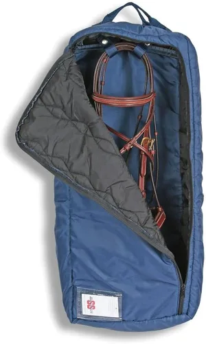 Dura-Tech Cabestro acolchado para caballos y bolsa de brida, color azul marino, protege el halter y las bridas, cremallera resistente de fácil