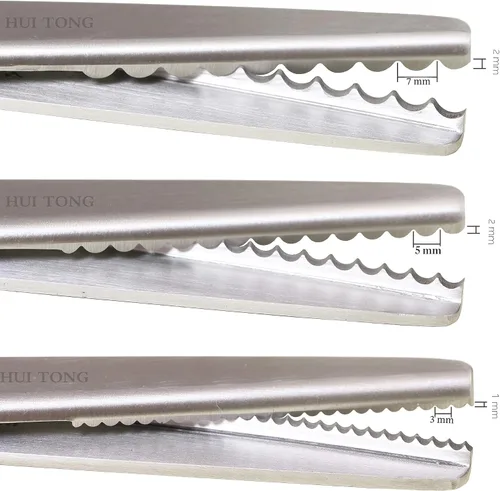 Miniatura 5 de Hui Tong Tijeras Rosadas Fuertes y Afiladas, Tijeras Rosadas para Tela, Tijeras de Borde Serrado y Festoneado para Tela, 3mm, 5mm, 7mm