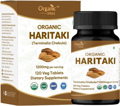 ORGANIC SPREE Haritaki Tablets - Suplemento Haritaki orgánico del USDA, apoya la digestión y el bienestar general*, 120 tabletas
