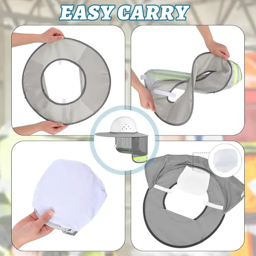 Miniatura 5 de SATINIOR 4 unidades de sombrero duro de alta visibilidad, visera para el sol y polaina para el cuello, bandana con tira reflectante, accesorios