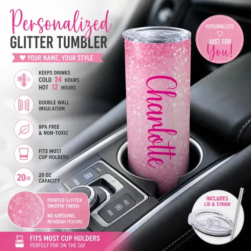Miniatura 2 de Vaso personalizado con tapa y pajilla, vasos personalizados de acero inoxidable de 20 onzas, regalos personalizados, vaso aislado de doble pared