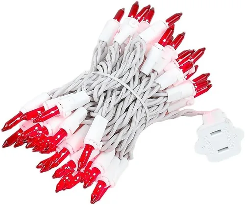 Miniatura 7 de Novelty Lights Mini cadena de luces incandescentes de 11 pies, 50 bombillas, ámbar con espacio de 2.5 pulgadas en cable blanco, mini luces de grado