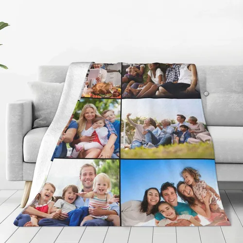 Miniatura 9 de Manta personalizada con texto fotográfico, manta personalizada de franela polar para cumpleaños familiar, regalo de Navidad, boda, se adapta al