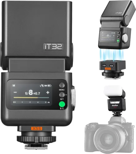 Miniatura 13 de Godox iT32 TTL HSS Flash para Canon con disparador X5-C, 1/80000s HSS 2.4G kit inalámbrico fuera de la cámara, liberación rápida magnética y USB-C