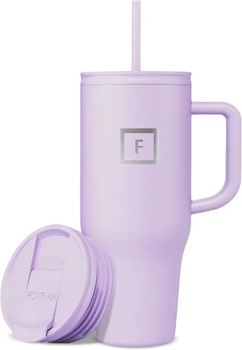 Miniatura 28 de IRON °FLASK Co-Pilot - Vaso aislante de 40 onzas con pajita y tapas abatibles - Botella con portavasos para bebidas frías o calientes - A prueba