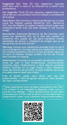 Miniatura 4 de Bio Nutrition Advanced Berberine 50 Cápsulas Vegetarianas 1,200 mg de berberina por porción Apoyo para el bienestar herbario Fórmula