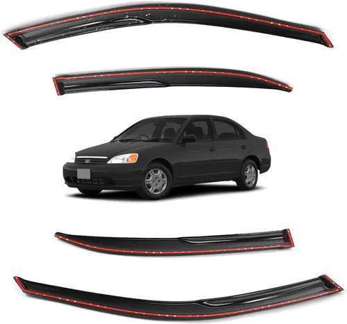 Miniatura 156 de Viseras para ventanas para Mazda 3 Sedán 4 puertas 2004 2005 2006 2007 2008 2009 estilo JDM Mugen, deflector de viento, protector solar y de lluvia