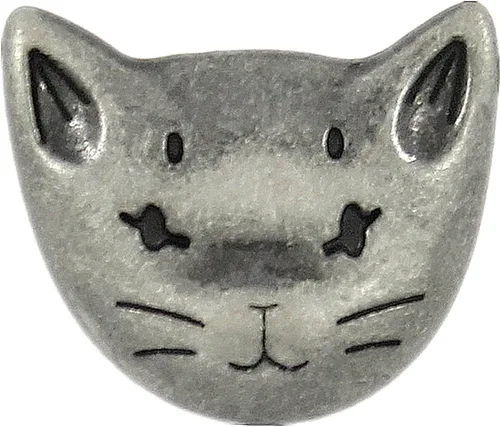 Miniatura 7 de Bezelry 12 botones de vástago de metal con diseño de gato, 0.709 in (latón antiguo)