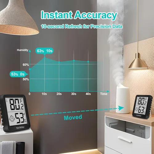 Miniatura 5 de Higrómetro de humedad para interiores, paquete de 3, termómetro de habitación para monitor preciso de temperatura ambiente, higrómetro digital