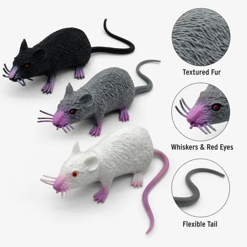 Miniatura 4 de 6 piezas de Halloween falsas ratas simulación PVC ratón novedad decoración Halloween