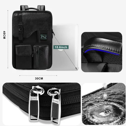 Miniatura 6 de ZINZ Mochila para computadora portátil de 15, 15.6 y 16 pulgadas, mochila expandible para computadora con múltiples bolsillos antirrobo de viaje