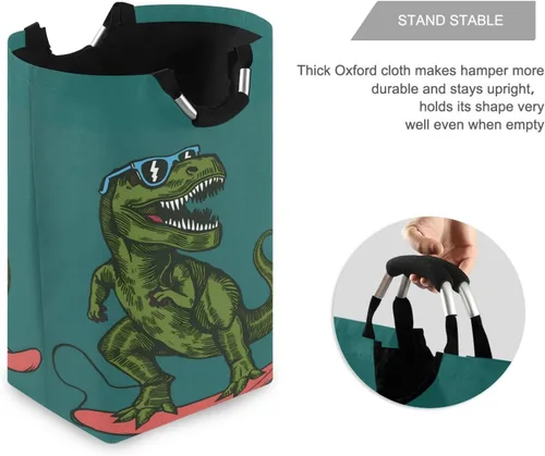 Miniatura 3 de senya Cesta de almacenamiento grande con asas, organizador plegable para ropa de guardería, juguetes, monopatín, dinosaurio