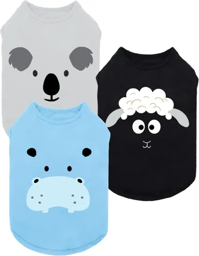 Miniatura 9 de Fitwarm Paquete de 3 camisas para perro con diseño de oso y león, ropa divertida para perros pequeños, niños y niñas, traje de verano para mascotas
