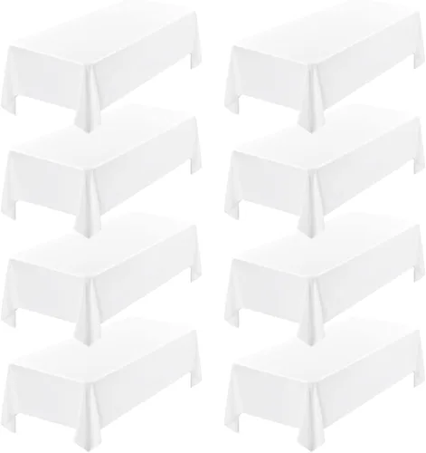 Miniatura 18 de Showgeous Paquete de 4 manteles rectangulares de poliéster de 60 x 102 pulgadas, resistentes a las arrugas, lavables, para bodas, mesas de comedor