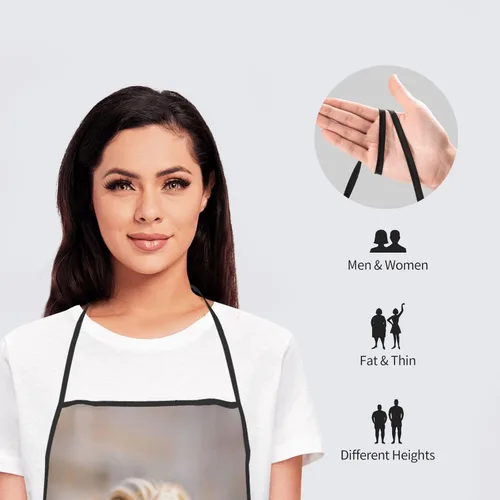 Miniatura 6 de Delantal de cocina personalizado con logotipo de texto fotográfico, delantal unisex personalizado para camarero de restaurante para hornear barbacoa