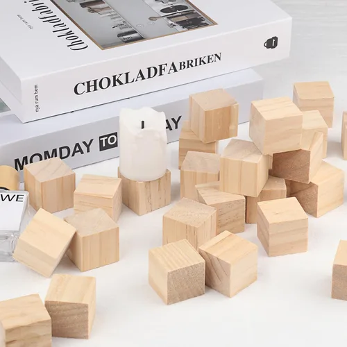 Miniatura 4 de 150 paquetes de bloques de madera para manualidades, bloques de madera de 1.2 pulgadas de pino, cubos de madera de 3 x 3 x 3 cm para pintar