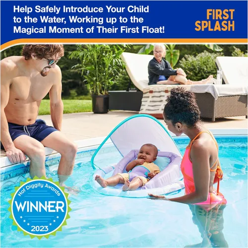 Miniatura 6 de SwimWays Infant Spring Float, Baby Pool Float with Canopy & UPF Protection, Swim Training PFD, Swimming Pool Accessories for Babies 3-9 Months 2