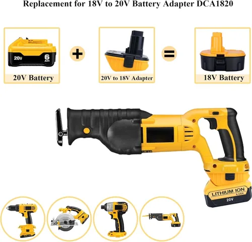Miniatura 3 de Akkopower DCA1820 Adaptador de 18V a 20V de Reemplazo: Compatible con Herramientas Dewalt 18V XRP - Batería de 20V Max DCB201 DCB203 DCB204 DCB206 a