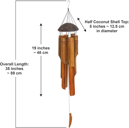 Miniatura 3 de Campanillas de viento grandes de bambú de coco de 35 pulgadas para exteriores, campanillas de madera de tono profundo hechas a mano para jardín