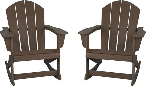 Miniatura 77 de WestinTrends Silla mecedora Malibu de poliéster para exterior/patio Adirondack, Negra